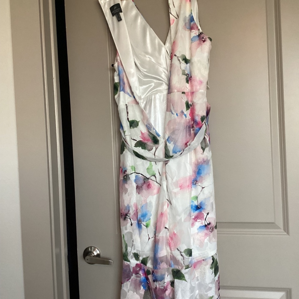 Adrianna Papell Floral Tie Belt High-Low Dress - Picture 12 of 16
